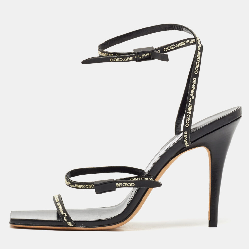luxury-women-jimmy-choo-used-shoes-p1125311-001 Jimmy Choo Black Leather Ankle Strap Sandals Size 39