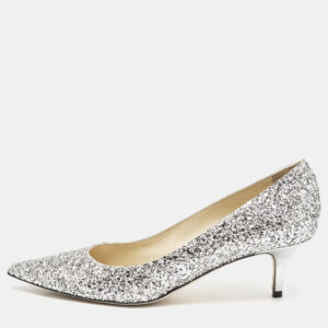 Jimmy Choo Silver Glitter Aza Pumps Size 40
