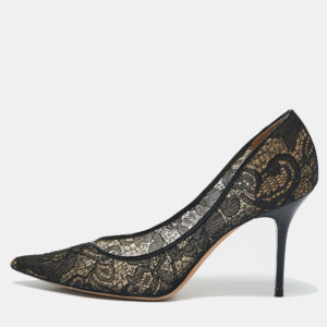 Jimmy Choo Black Lace Love Pointed Toe Pumps Size 37.5