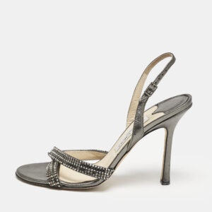 Jimmy Choo Metallic Leather Hepsie Slingback Sandals Size 39