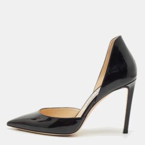 Jimmy Choo Black Patent Leather Addison Pointed Toe D'orsay Pumps Size 38.5