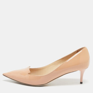 Jimmy Choo Beige Patent Leather Allure Pointed Toe Pumps Size 36.5