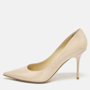 Jimmy Choo Beige Patent Leather Romy Pumps Size 38.5