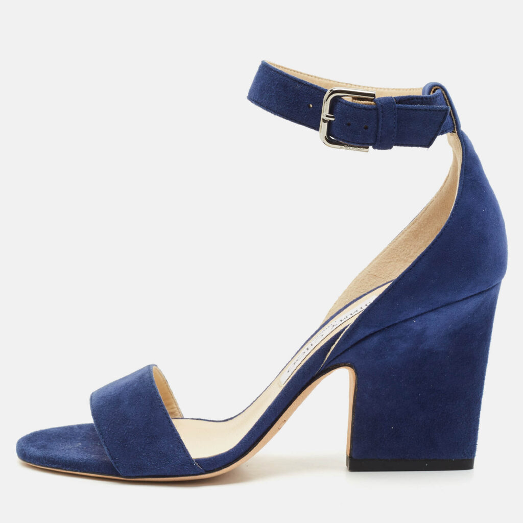 luxury-women-jimmy-choo-used-shoes-p1147853-010 Jimmy Choo Blue Suede Ankle Strap Sandals Size 36