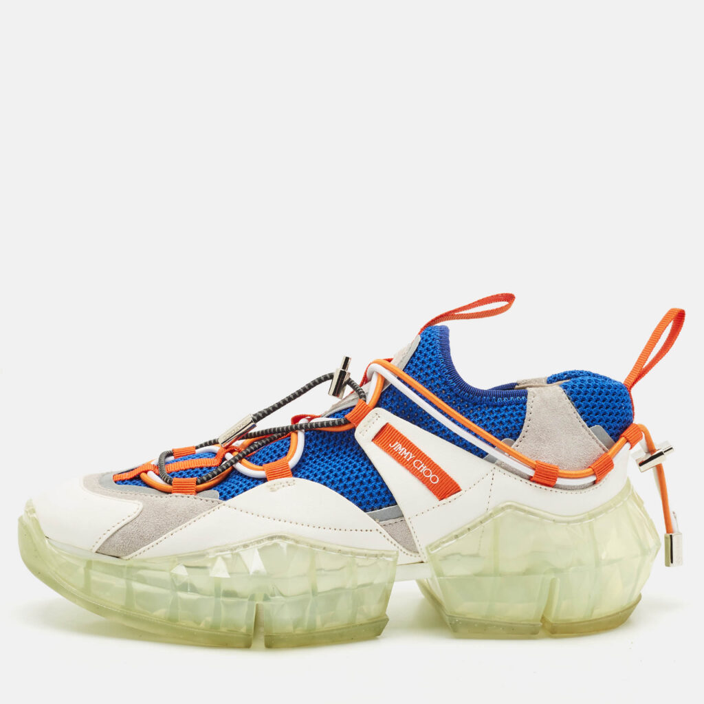 luxury-women-jimmy-choo-used-shoes-p1152066-010 Jimmy Choo Multicolor Leather and Mesh Diamond Trail Sneakers Size 37.5