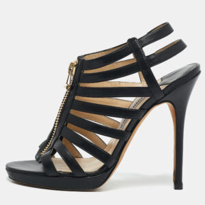 Jimmy Choo Black Leather Glenys Gladiator Sandals Size 38