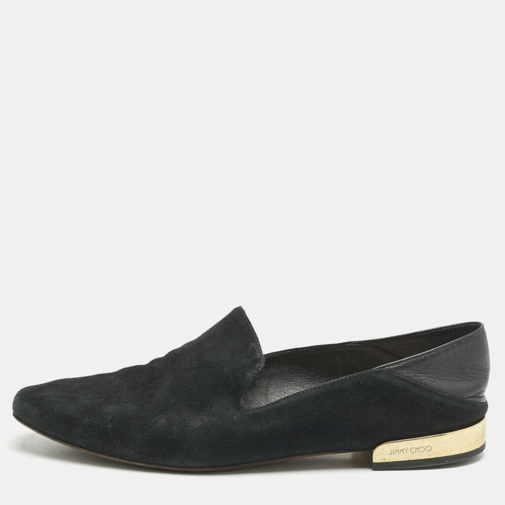 luxury-women-jimmy-choo-used-shoes-p1154934-010 Jimmy Choo Black Suede Jaida Slip On Smoking Slippers Size 39