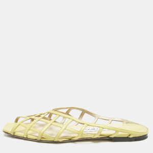 Jimmy Choo Green Leather sai Flat Sandals Size 40