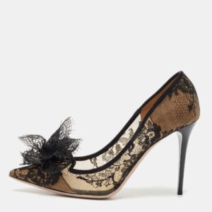 jimmy choo black lace duchess pointed toe pumps size 39