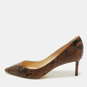 jimmy choo brown python embossed leather abel pumps size 39