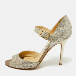 Jimmy Choo Gold Glitter Mary Jane Pumps Size 39.5