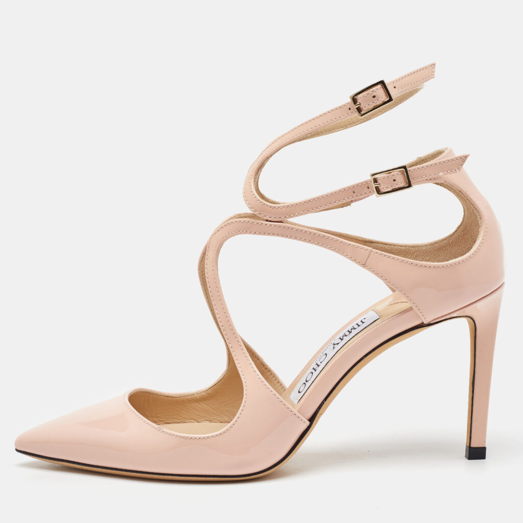 luxury-women-jimmy-choo-used-shoes-p1163219-001 Jimmy Choo Light Pink Patent Leather Lancer Pumps Size 36