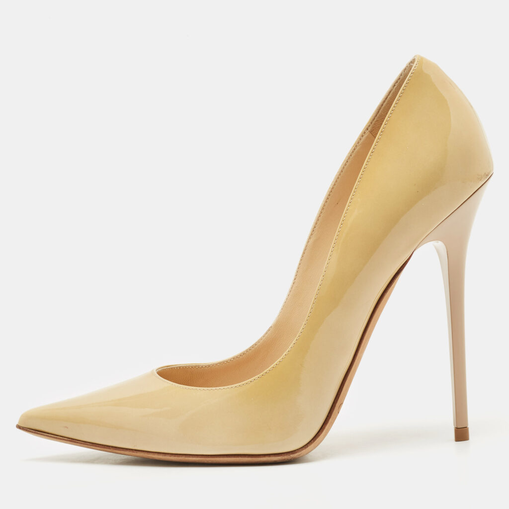 Jimmy Choo Beige Patent Leather Abel Pumps Size 37.5