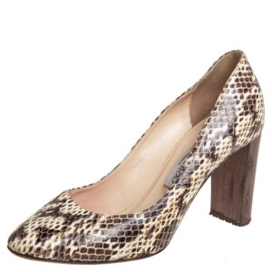 Jimmy Choo Brown/Beige Python Embossed Leather Pumps Size 38.5