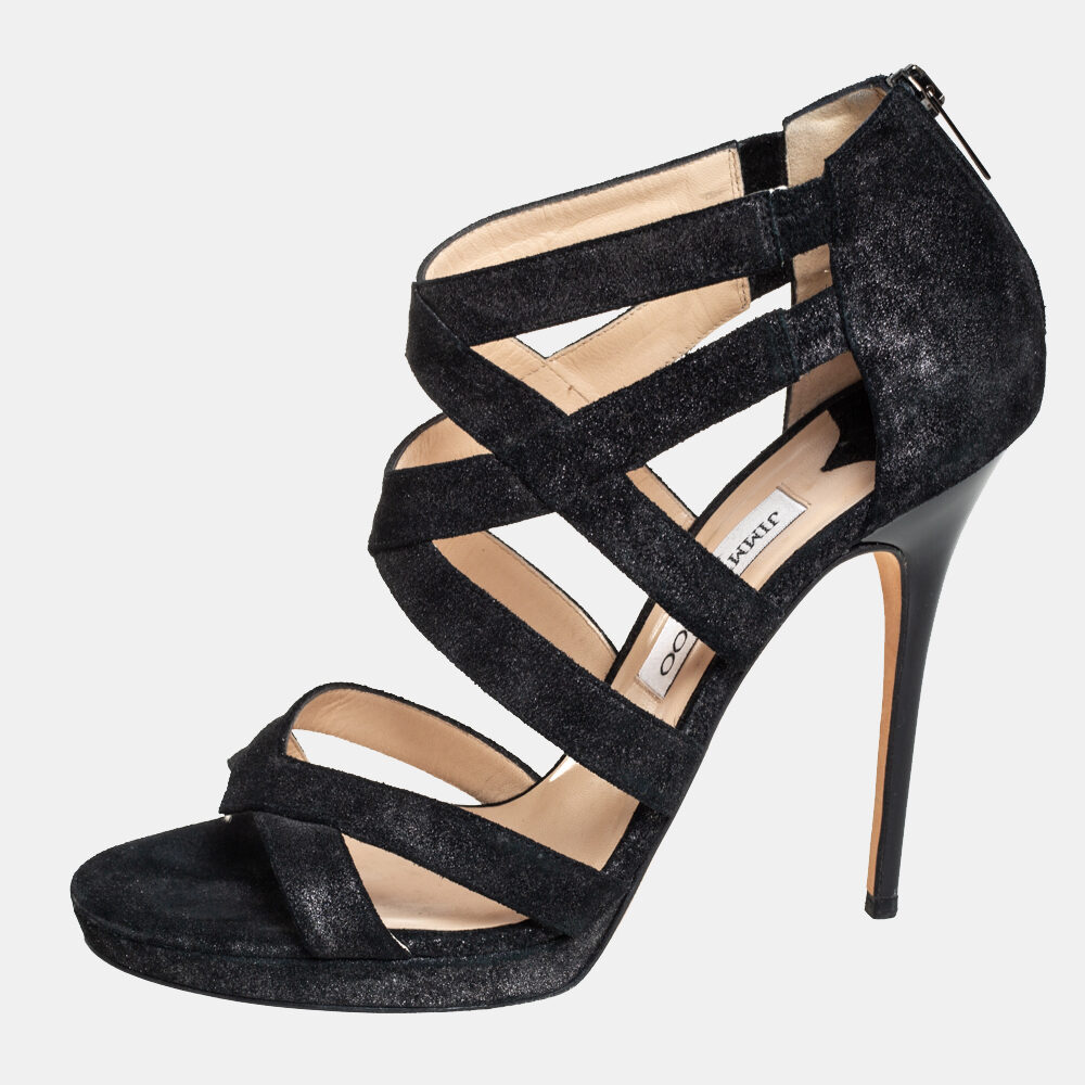 luxury-women-jimmy-choo-used-shoes-p417284-011 Jimmy Choo Black Suede Strappy Sandals Size 41