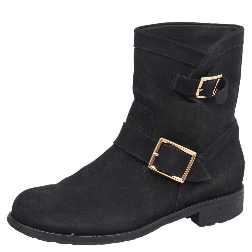 luxury-women-jimmy-choo-used-shoes-p514990-003-2 Jimmy Choo Black Suede Ankle Boots Size 39.5