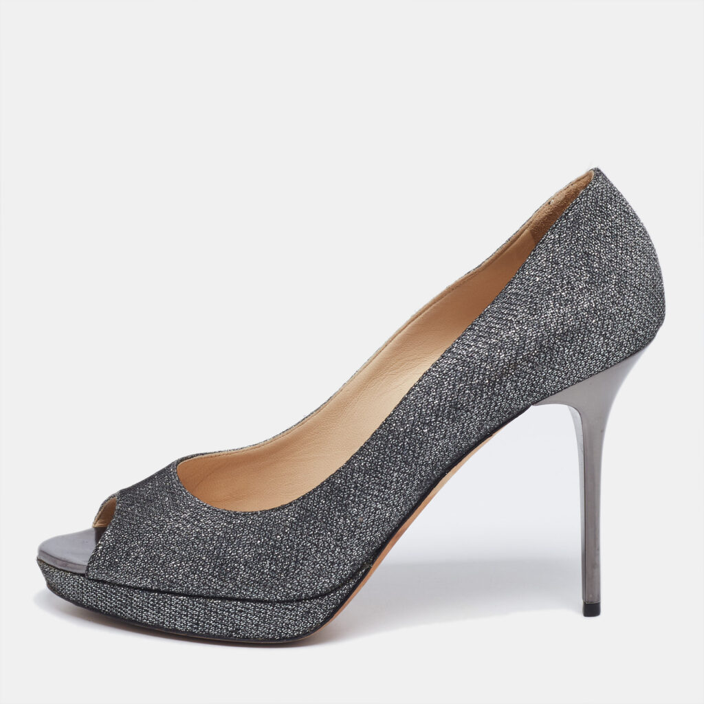 luxury-women-jimmy-choo-used-shoes-p641503-003 Jimmy Choo Silver Glitter Dahlia Platform Pumps Size 40