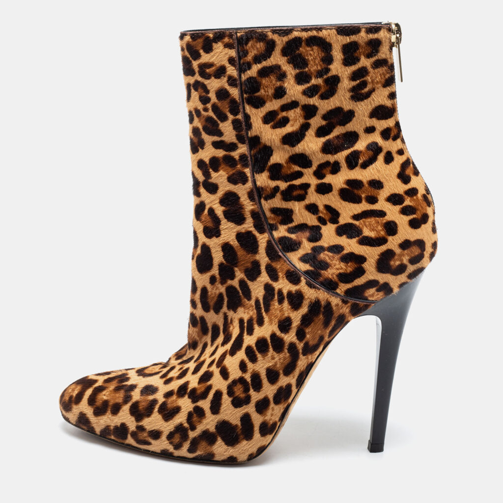 luxury-women-jimmy-choo-used-shoes-p684594-010-1 Jimmy Choo Beige/Brown Leopard Print Calf Hair Ankle Booties Size 37.5