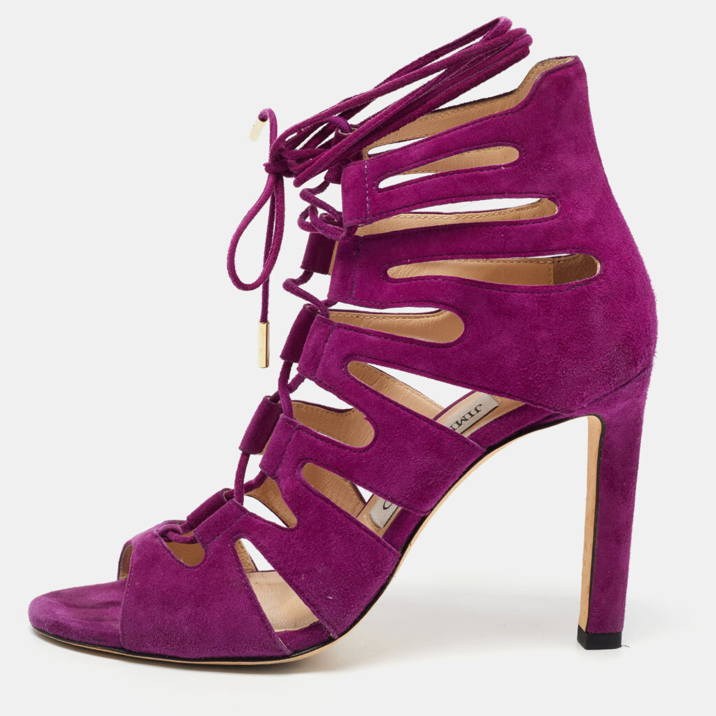 luxury-women-jimmy-choo-used-shoes-p761429-008 Jimmy Choo Purple Suede Hitch Ankle Tie Sandals Size 36