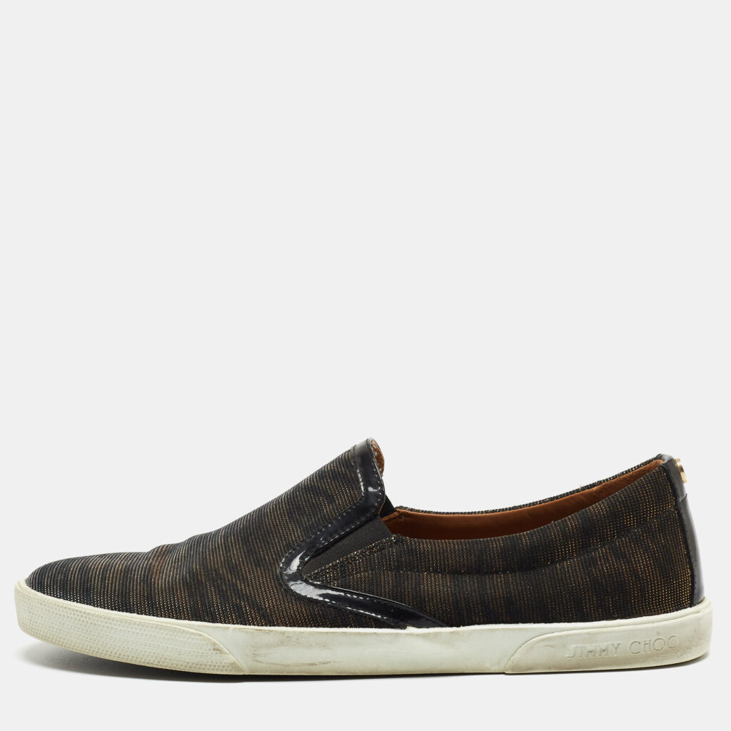 luxury-women-jimmy-choo-used-shoes-p856879-004 Jimmy Choo Iridescent Canvas and Patent Low Top Sneakers Size 38
