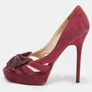 Jimmy Choo Plum Suede Taja Platform Pumps Size 36