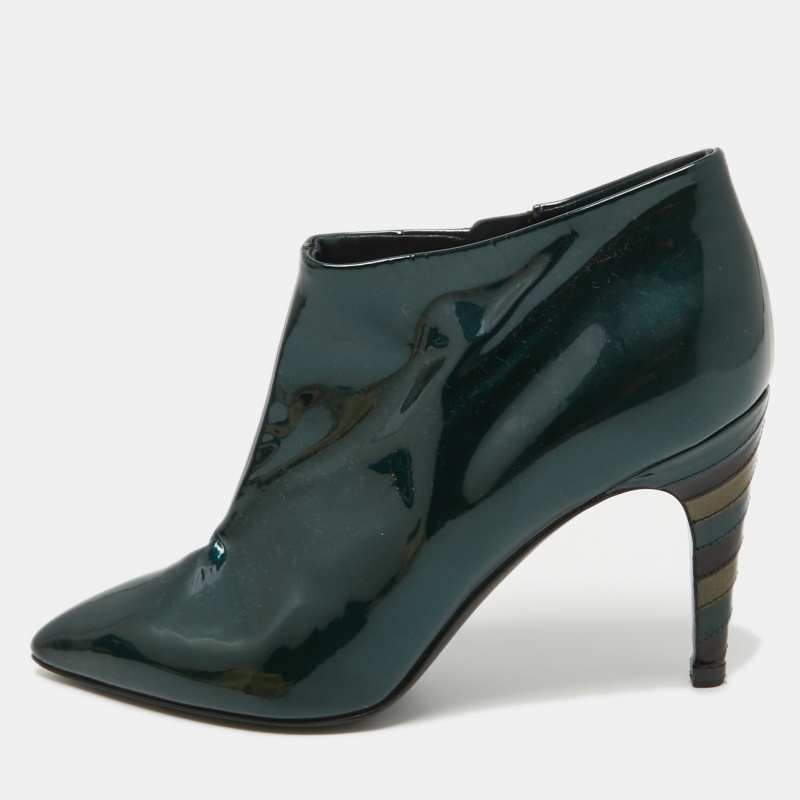 luxury-women-jimmy-choo-used-shoes-p915771-1703739489-002 Jimmy Choo Green Patent Leather Ankle Boots Size 35.5