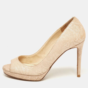 Jimmy Choo Beige Snakeskin Embossed Pumps Size 35