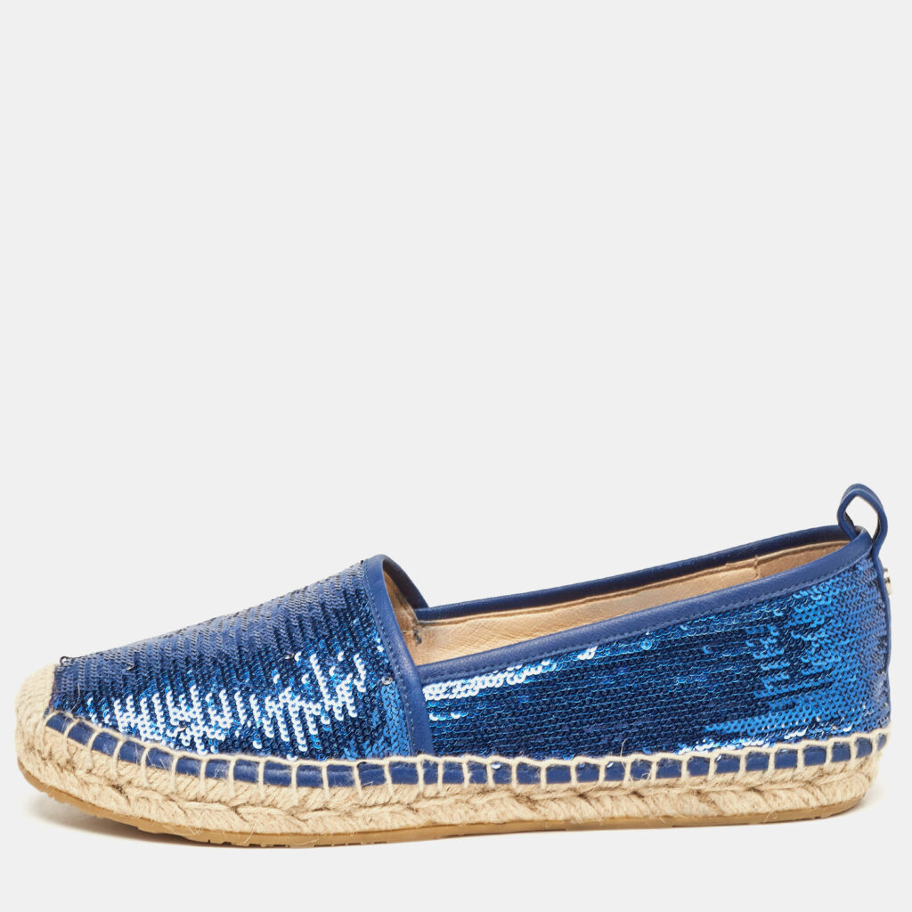 luxury-women-jimmy-choo-used-shoes-p934206-007 Jimmy Choo Blue Sequins Espadrille Flats Size 36.5