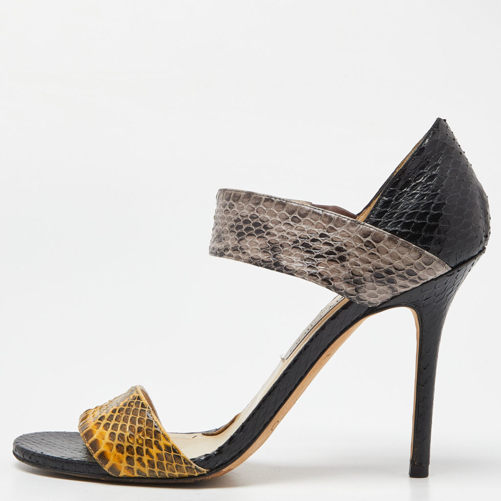 luxury-women-jimmy-choo-used-shoes-p961377-009 Jimmy Choo Multicolor Snakeskin Ankle Strap Sandals Size 39.5