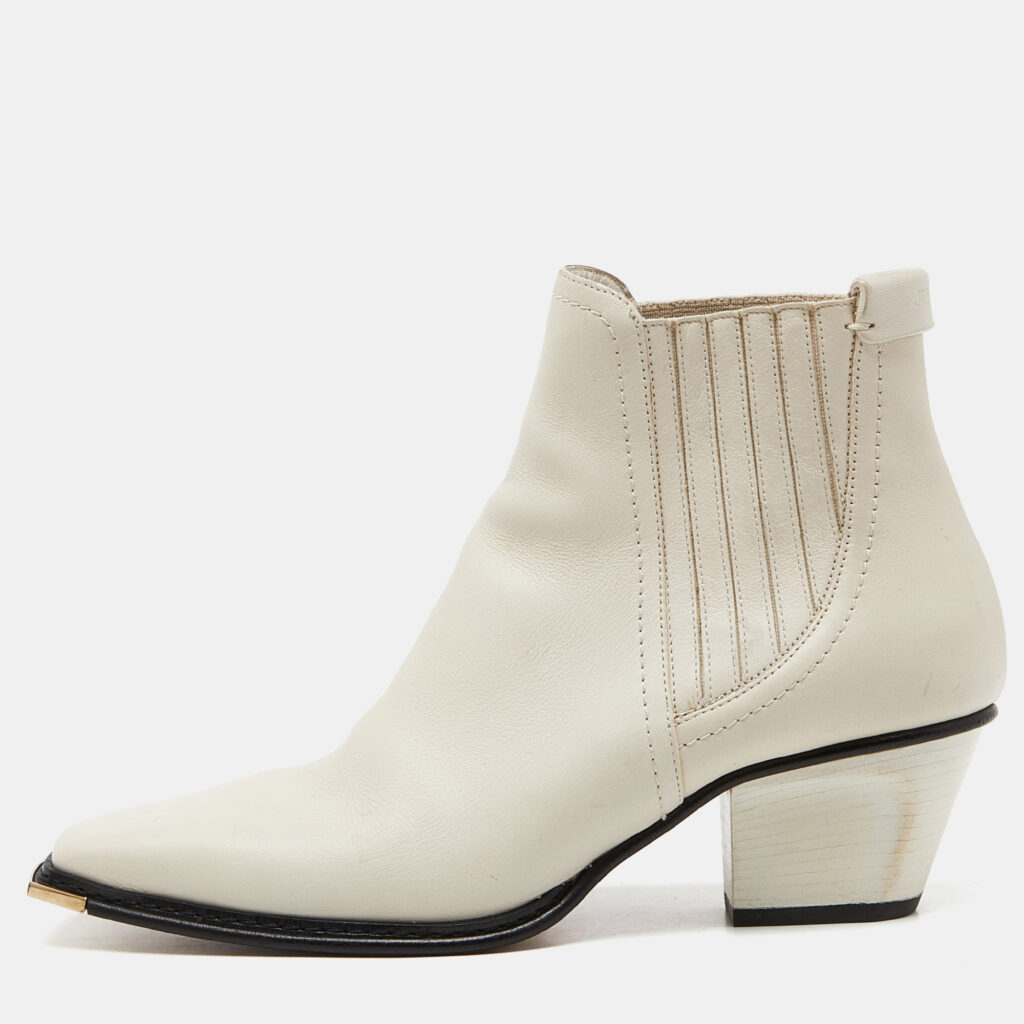 luxury-women-jimmy-choo-used-shoes-p963860-009 Jimmy Choo Off White Leather Ankle Boots Size 37