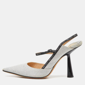 Jimmy Choo Silver Glitter Slingback Pumps Size 37.5