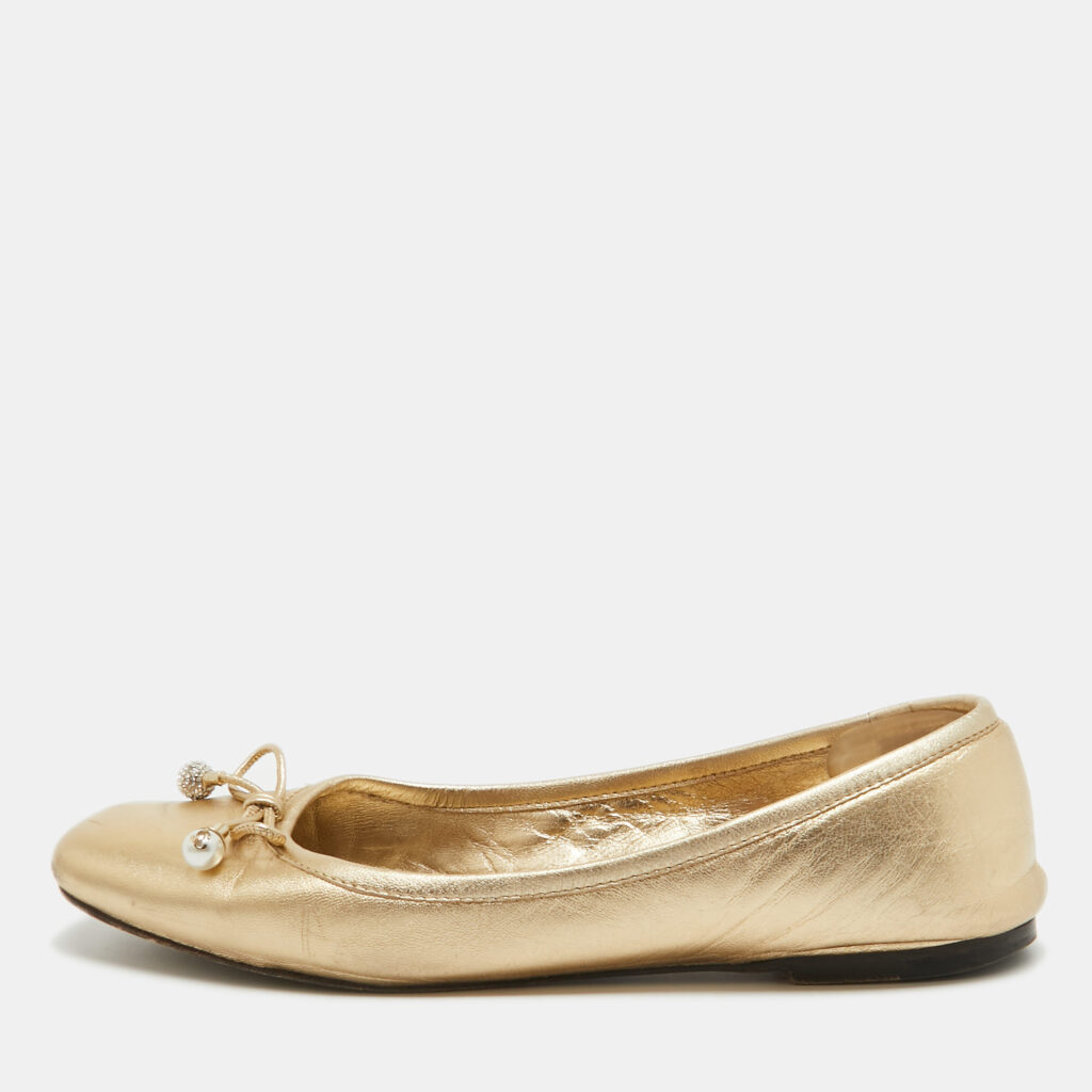 Jimmy Choo Gold Leather Ballet Flats Size 36