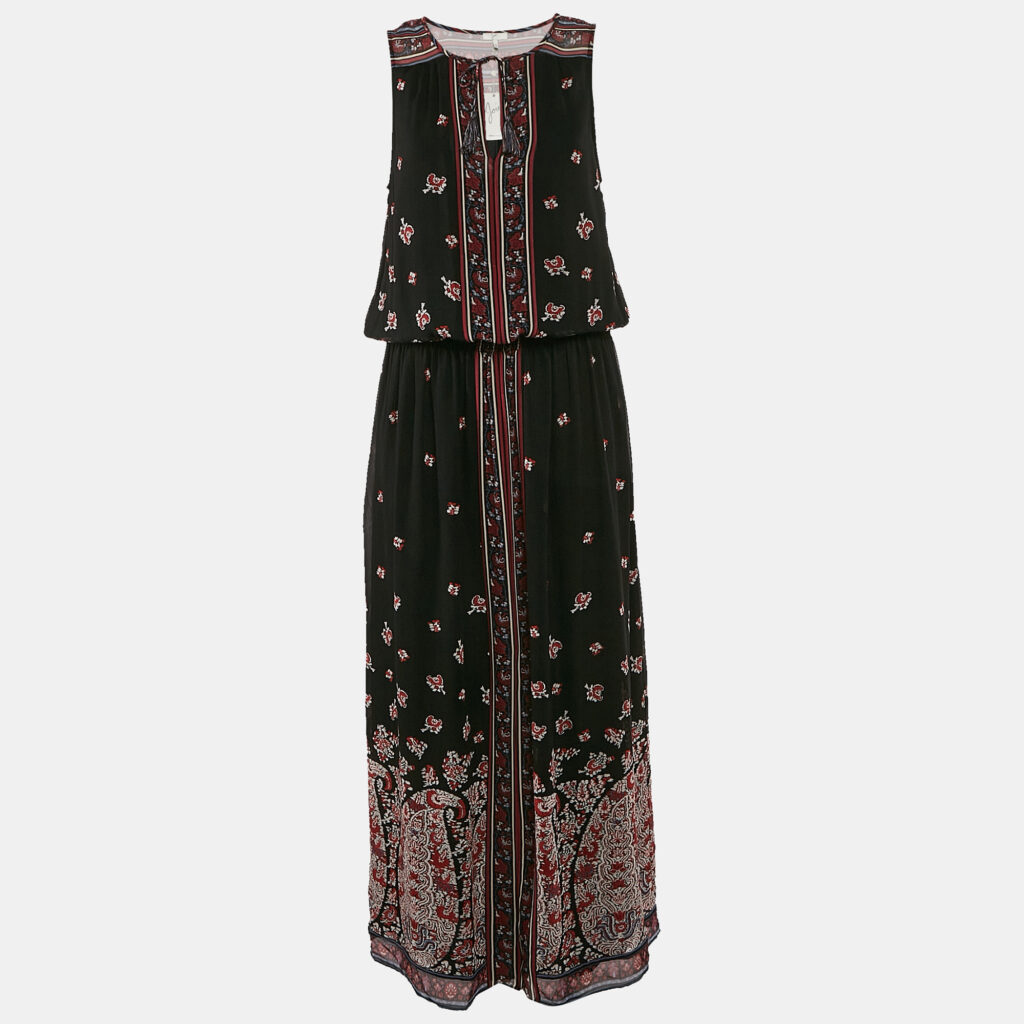 luxury-women-joie-new-clothes-p1133846-001 Joie Black/Multicolor Printed Silk Sleeveless Maxi Dress M