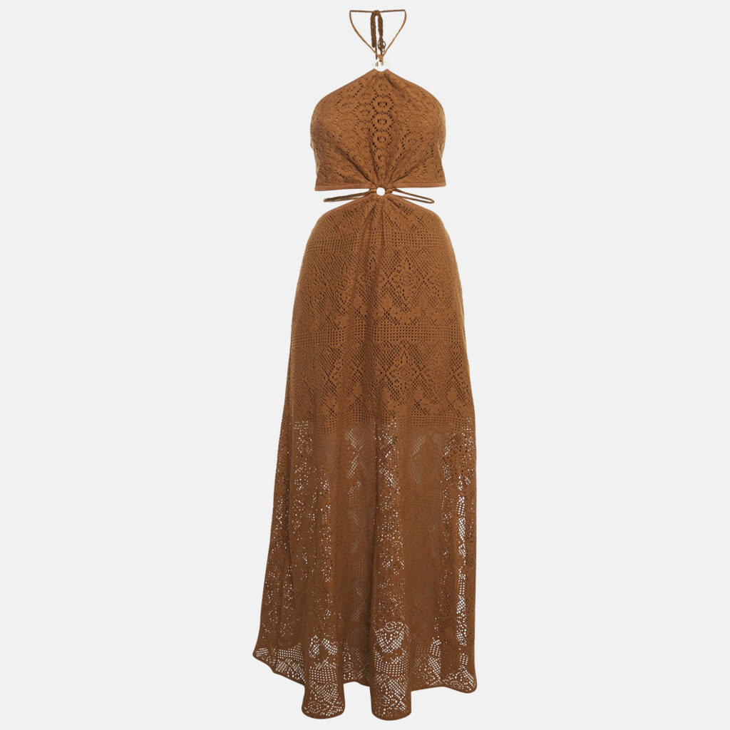 luxury-women-jonathan-simkhai-new-clothes-p1135435-002 Jonathan Simkhai Brown Crochet Cut-Out Maxi Dress M