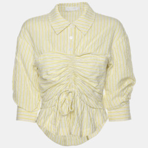 Jonathan Simkhai Green/White Striped Cotton Top XS