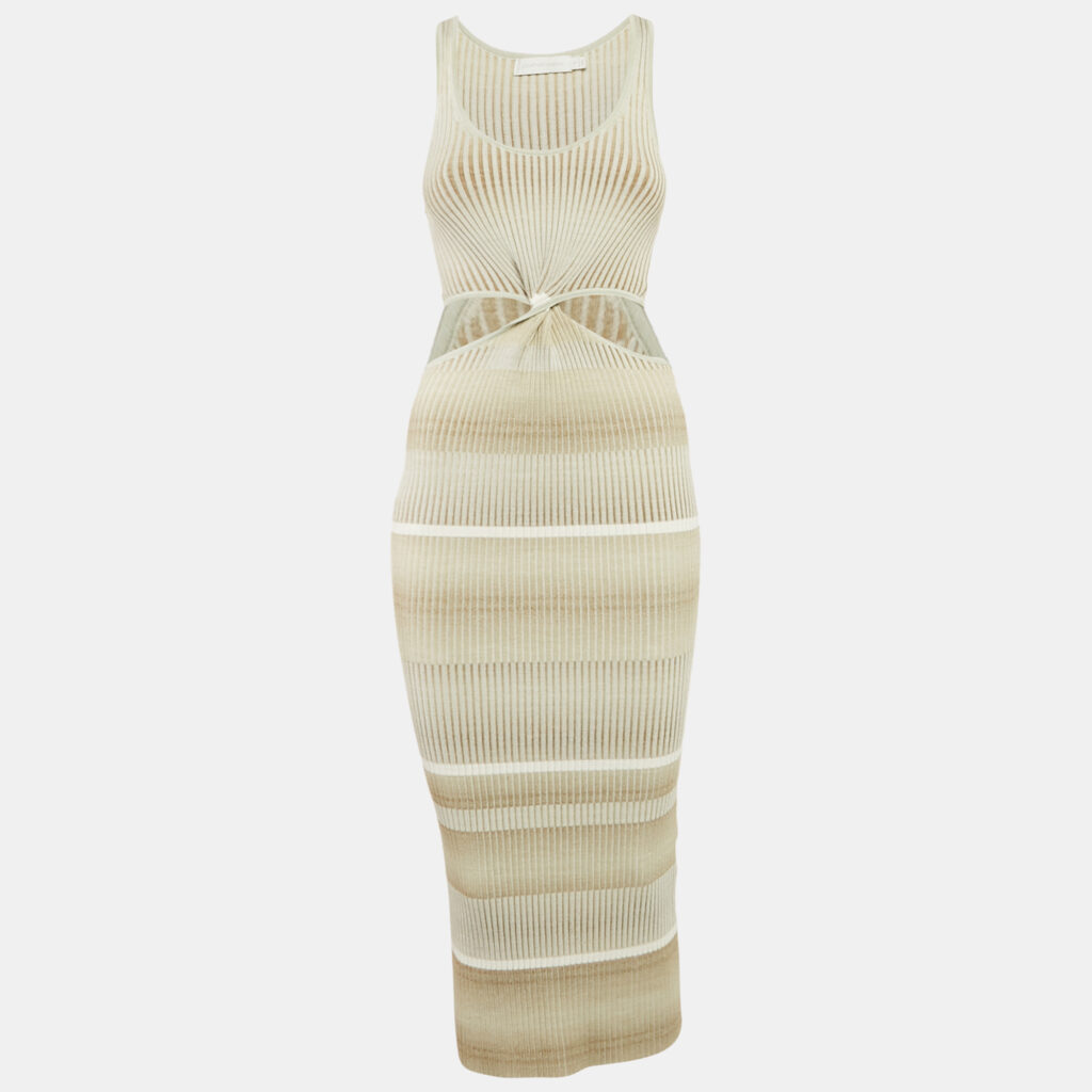 luxury-women-jonathan-simkhai-used-clothes-p1117063-001 Jonathan Simkhai Grey Rib Knit Cut-Out Midi Dress S