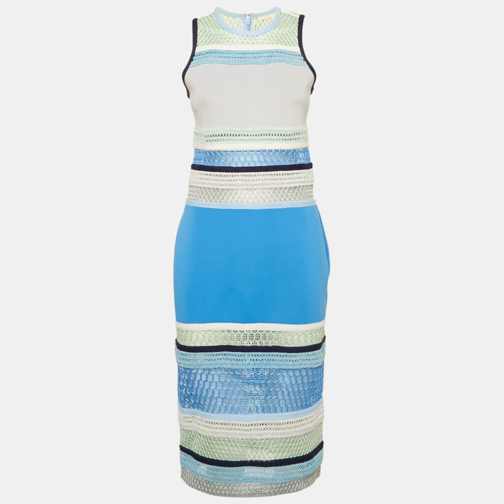 luxury-women-jonathan-simkhai-used-clothes-p1154637-001 Jonathan Simkhai Blue Lace and Neoprene Sheath Dress M