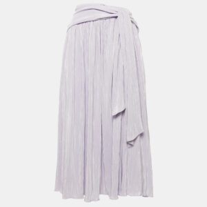 Jonathan Simkhai Light Purple Lurex Plisse Knotted Midi Skirt M