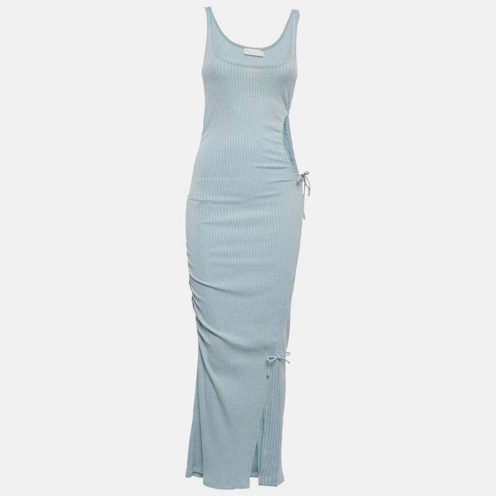 luxury-women-jonathan-simkhai-used-clothes-p1169839-002 Jonathan Simkhai Light Blue Rib Knit CutOut Detail Maxi Dress S