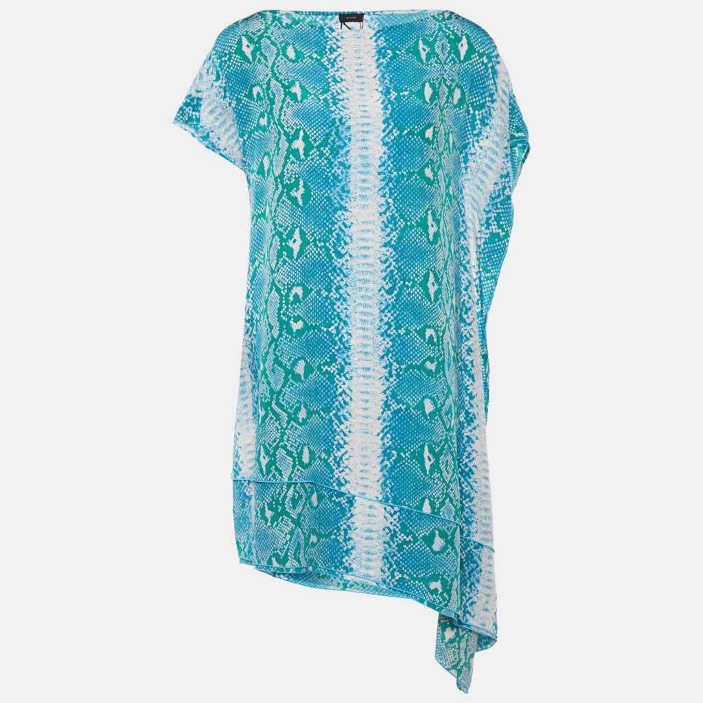 luxury-women-joseph-new-clothes-p778422-002 Joseph Blue Snake Printed Silk Shift Dress S