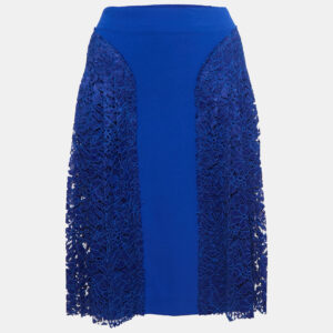 Joseph Blue Crepe & Lace Paneled Skirt S