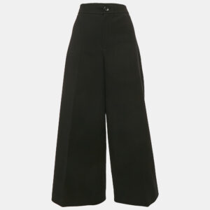 Joseph Black Wool Blend Gabardine Wide Leg Trousers L