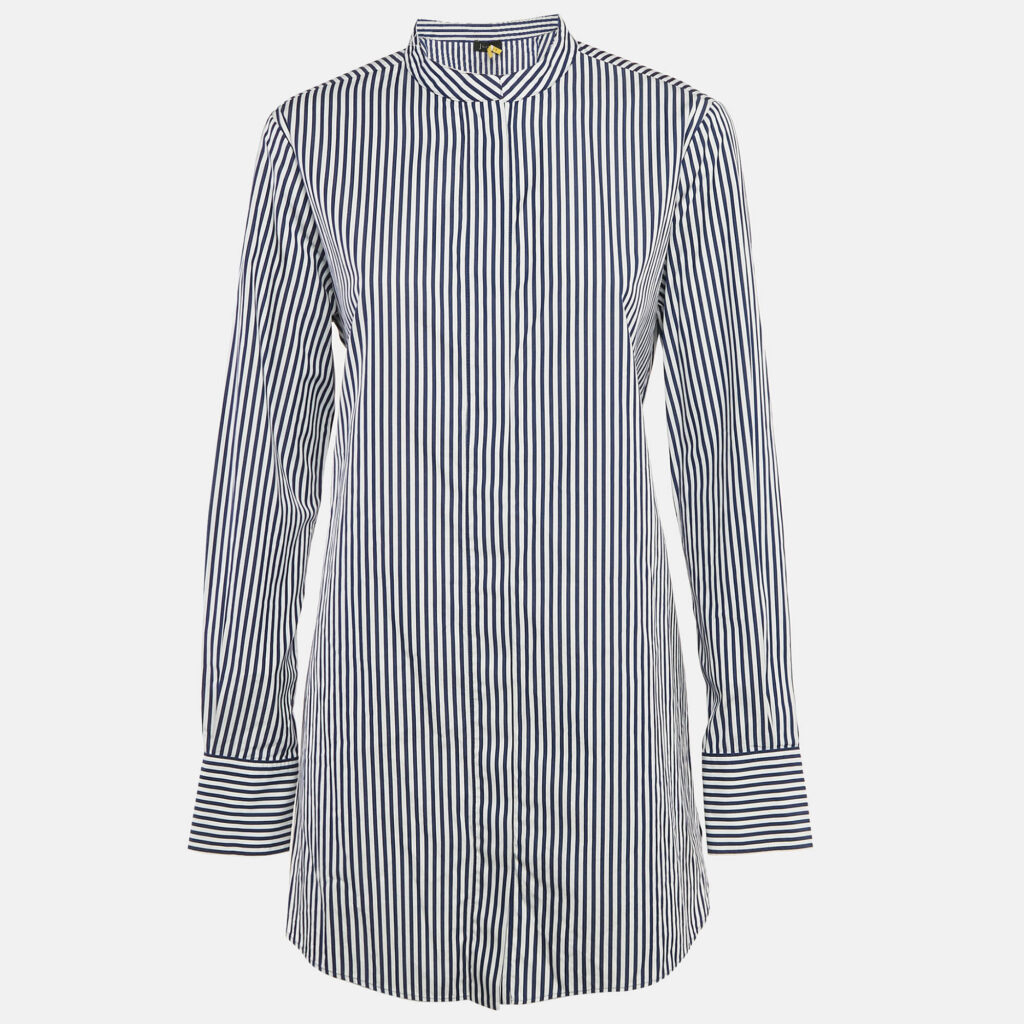 Joseph Blue Stripe Cotton Button Front Tie-Up Detail Carla Candy Tunic M