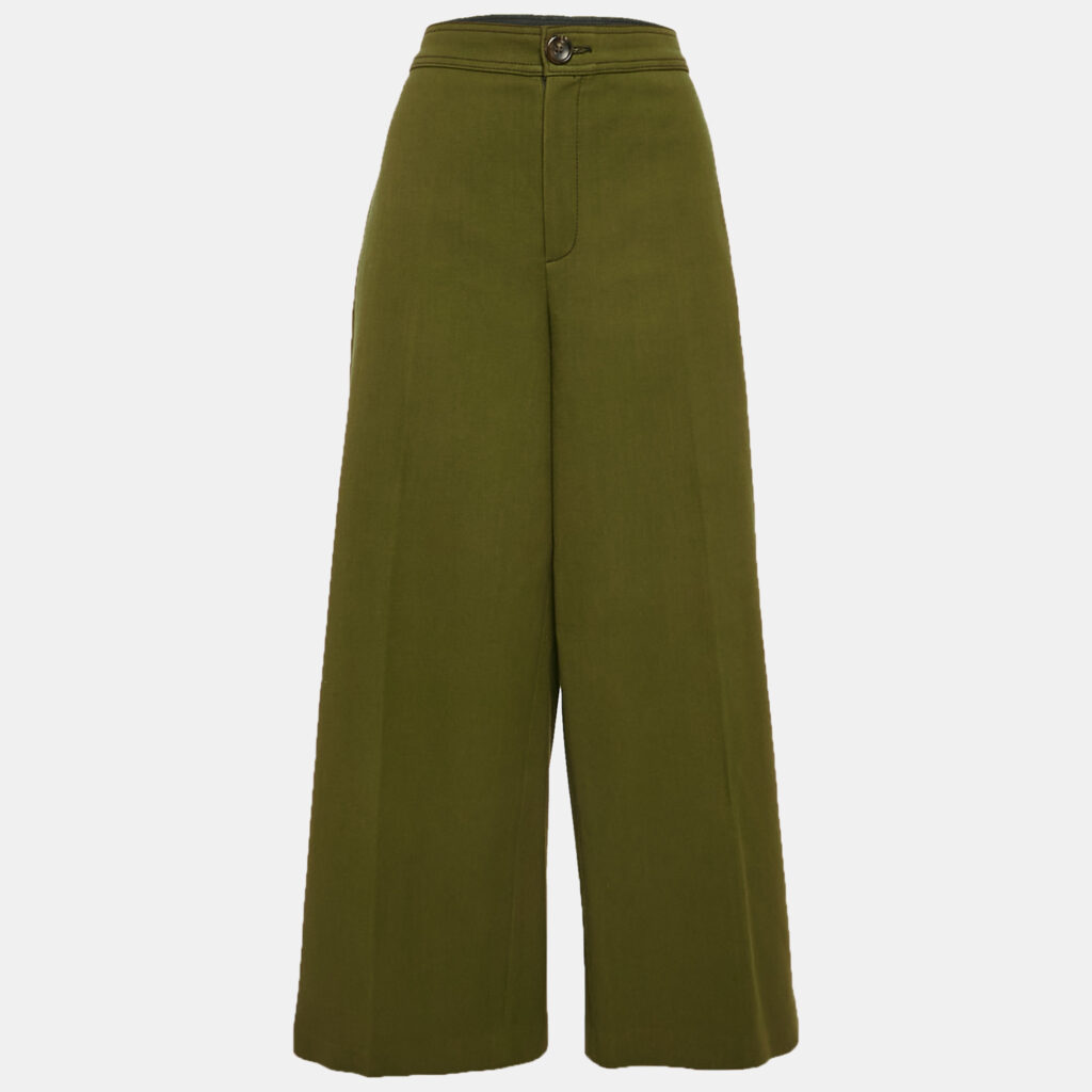 Joseph Green Wool Gabardine Wide-Leg Trousers L