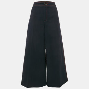 joseph navy blue contrast stitch wool wide-leg jeans l waist 32"