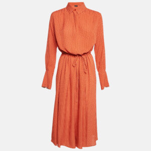 Joseph Orange Floral Print Silk Shirt Dress M