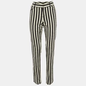 Joseph Monochrome Striped Gabardine Erevan Skinny Trousers L