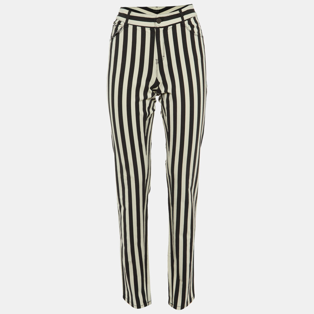 Joseph Monochrome Striped Gabardine Erevan Skinny Trousers L