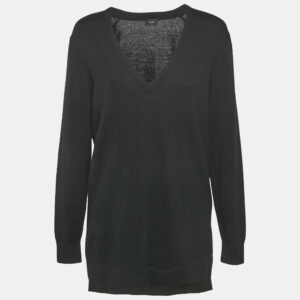 Joseph Black Wool V-Neck Long Sleeve Tunic Sweater M