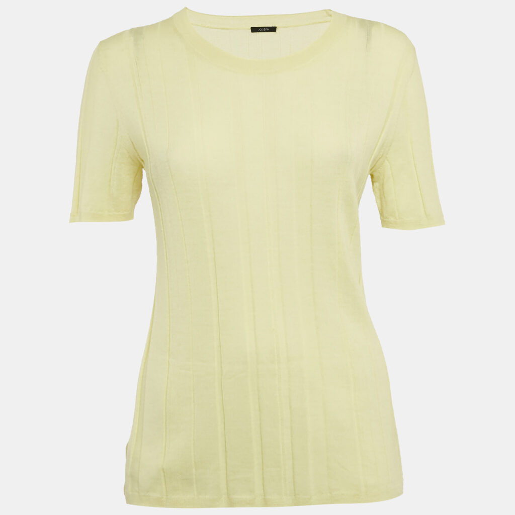 Joseph Yellow Ribbed Merino Wool Knit Jumper S